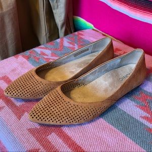 Vionic Gem Posey Ballet Pointed Toe Flat Caramel Suede Leather Size 9.5